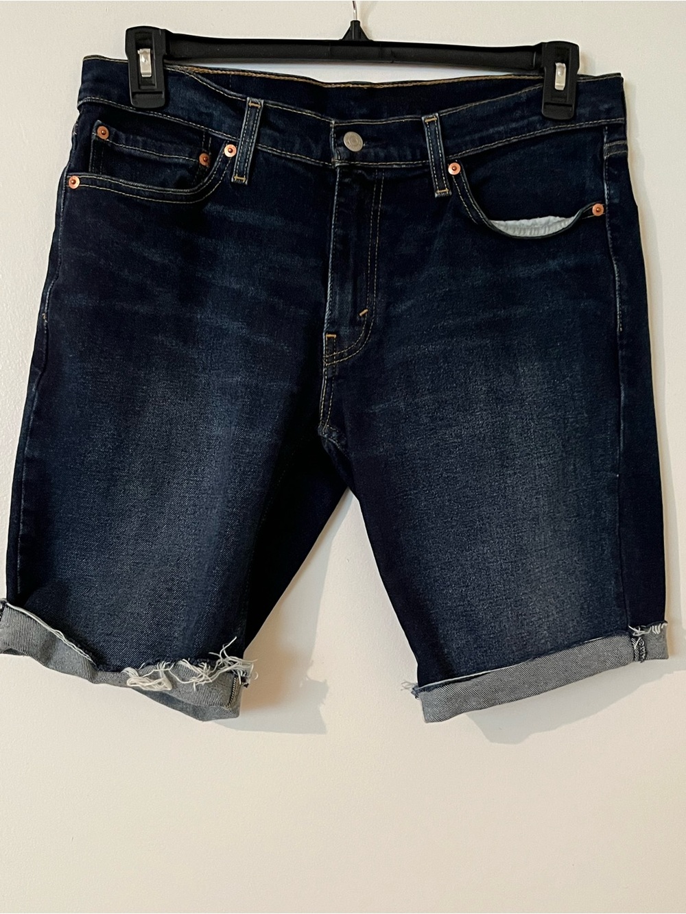 Levi's Dark Indigo Rolled Cuff Denim Shorts